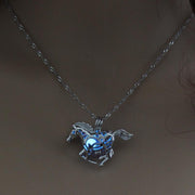 Hot Sale Smart Running Horse DIY Locket Cage Glowing in the Dark Animal Pendant Necklace