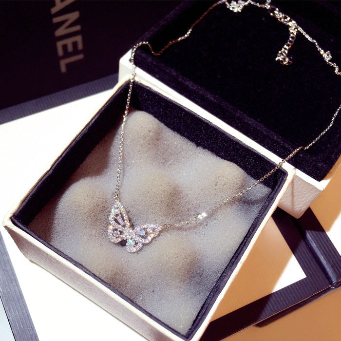 Mori Rose Gold Temperament Smart Butterfly Pendant Necklace