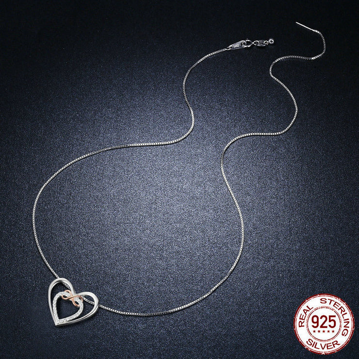 S925 Sterling Silver Smart Heart-shaped Gold-plated Pendant Necklace