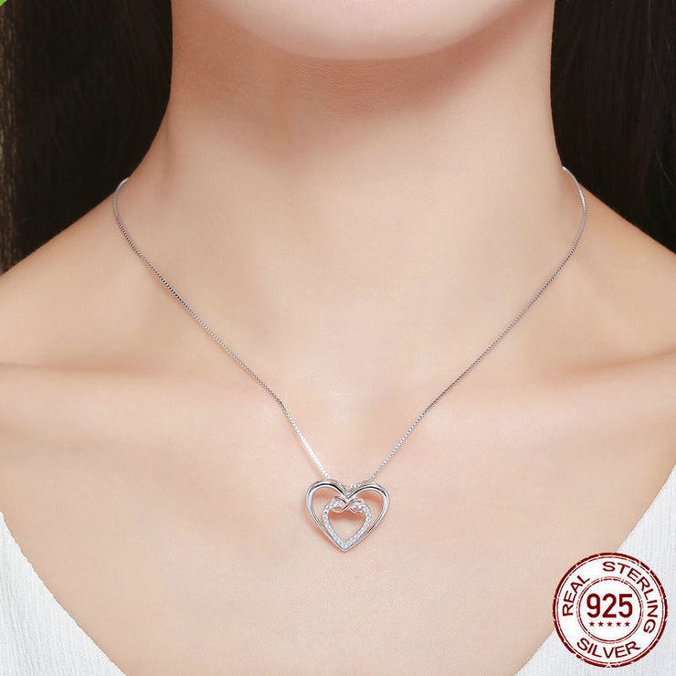S925 Sterling Silver Smart Heart-shaped Gold-plated Pendant Necklace