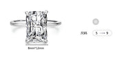 s925 Sterling Silver Light Luxury Exaggerated European And American Rectangular Simulation Diamond Ring