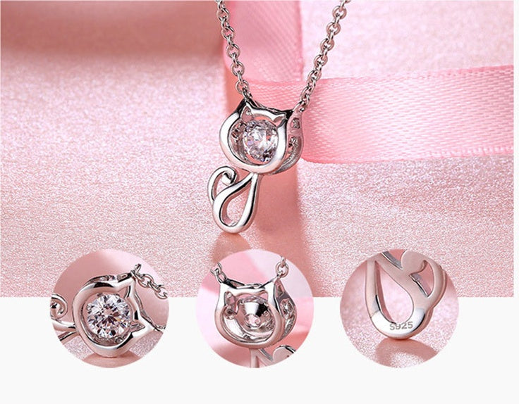 SmallSensen smart kitten silver necklace simple student pendant female Kitty send girlfriend birthday gift