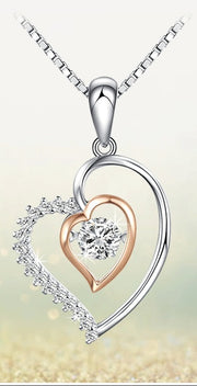 S925 Silver Necklace selling South Korea version of female fashion smart love diamond pendant in Sterling Silver Jewelry Group