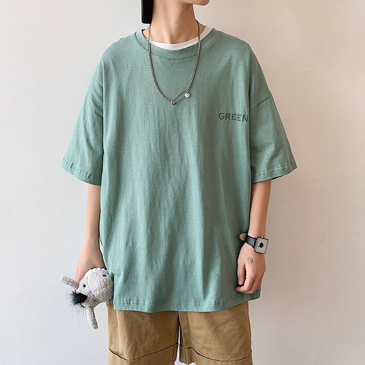 Hong Kong Style Men's Loose Couple Short-sleeved T-shirt