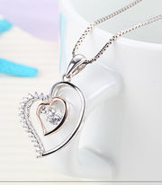 S925 Silver Necklace selling South Korea version of female fashion smart love diamond pendant in Sterling Silver Jewelry Group