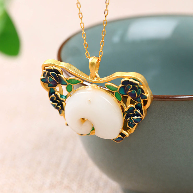 Personality Lucky Elephant Safety Lock Necklace