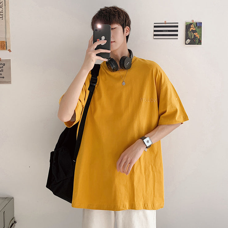 Hong Kong Style Men's Loose Couple Short-sleeved T-shirt