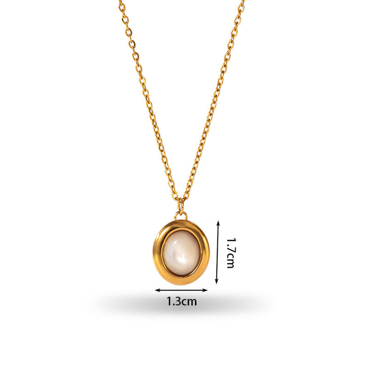 Retro 18K Gold Stainless Steel Titanium Steel Agate Stone Necklace