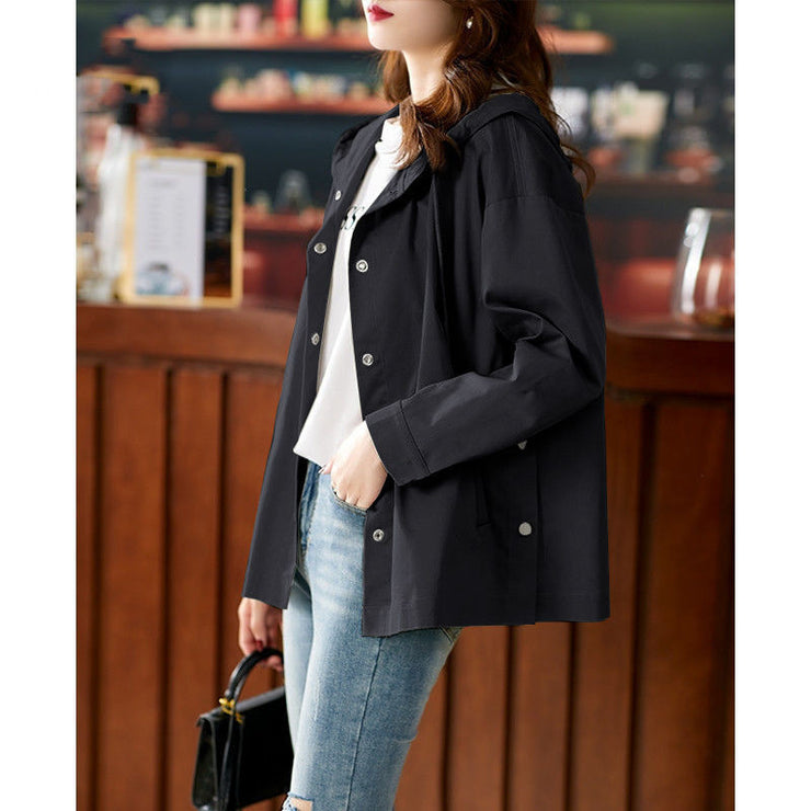 New Hooded Short Jacket Casual Women's Windbreaker
