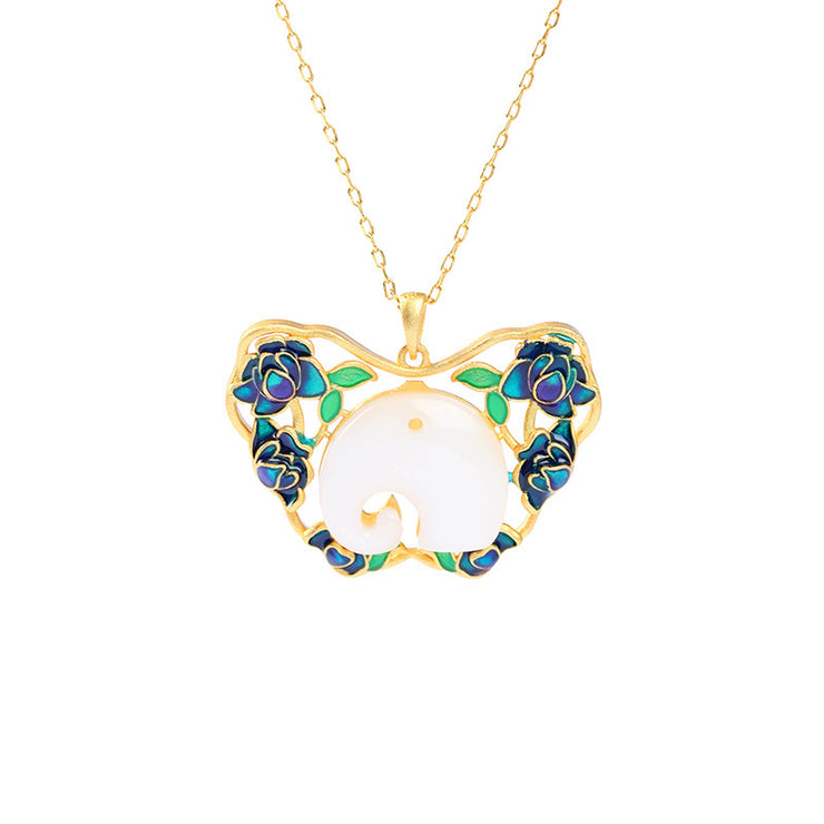 Personality Lucky Elephant Safety Lock Necklace