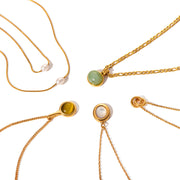 Retro 18K Gold Stainless Steel Titanium Steel Agate Stone Necklace