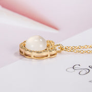 White Chalcedony Safety Lock Necklace Women