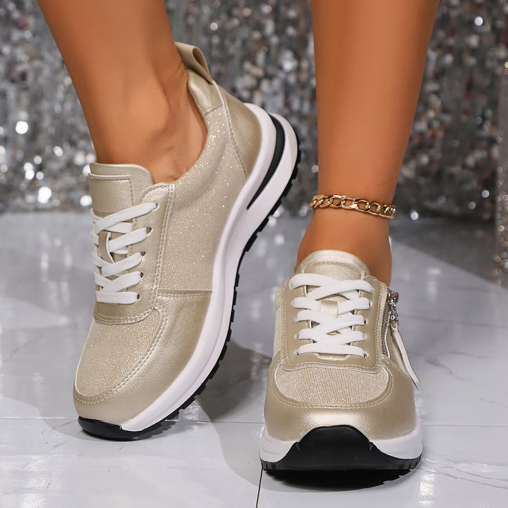 European And American Large Size Flat Bottom Round Head Solid Color Front Lace-up Women's Pumps