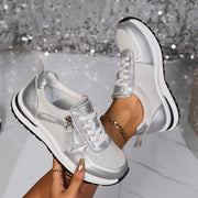 European And American Large Size Flat Bottom Round Head Solid Color Front Lace-up Women's Pumps