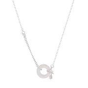 Sterling Silver Tulip White Jade Peace Buckle Necklace