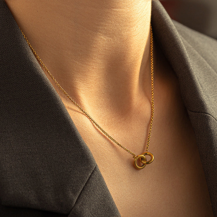 Retro 18K Gold Stainless Steel Titanium Steel Agate Stone Necklace