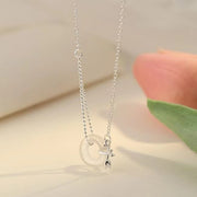Sterling Silver Tulip White Jade Peace Buckle Necklace