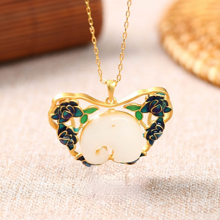 Personality Lucky Elephant Safety Lock Necklace