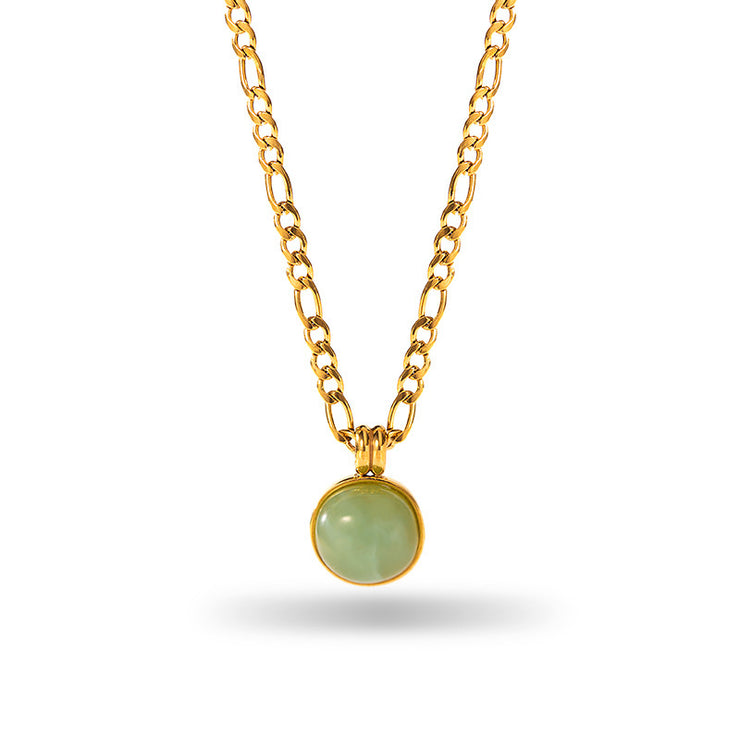 Retro 18K Gold Stainless Steel Titanium Steel Agate Stone Necklace